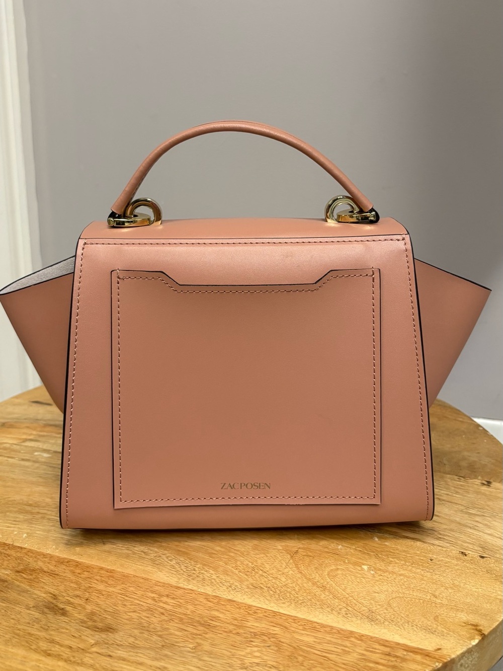 Zac Posen Dusty Rose Top-Handle Satchel with Gold Hardware - Picture 2 of 4